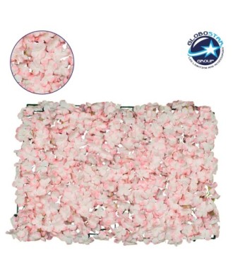 GloboStar® 78314 Συνθετικό Πάνελ Λουλουδιών - Κάθετος Κήπος Ορτανσία Ροζ-Λευκό Μ60 x Υ40 x Π5cm